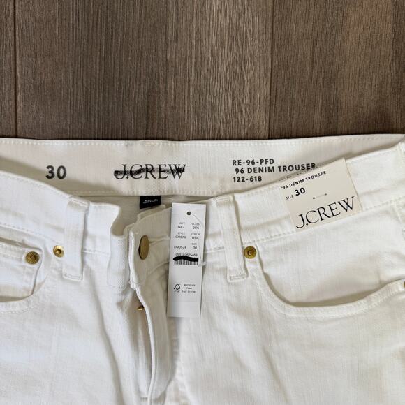 J.Crew '96 Denim Trouser Jean WMNS 30 White High Rise Wide Leg Stretchy Zip Fly - Picture 4 of 8